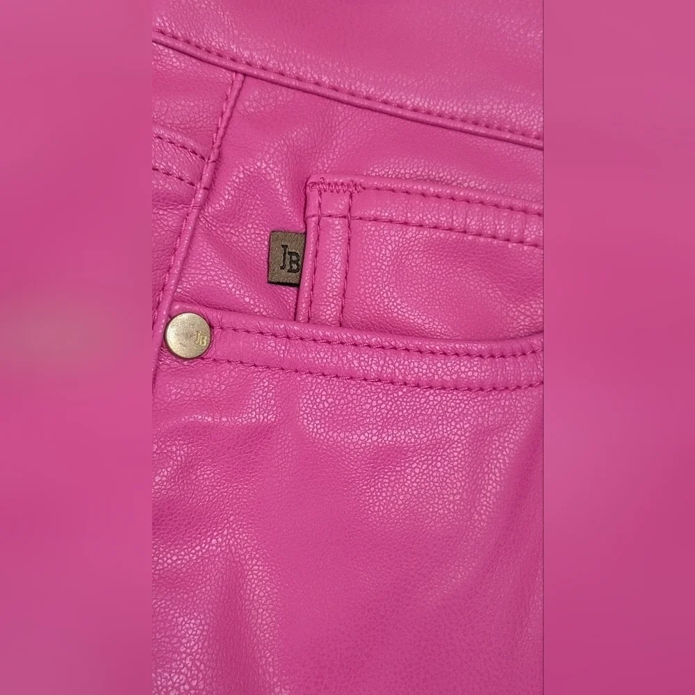 JUDY BLUE Hot Pink Vegan Leather Straight Leg Pants, Like New, Size 24 - Picture 11 of 13
